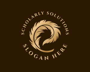 Scholar - Elegant Quill Feather logo design