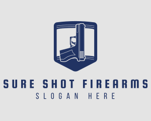 Blue Firearm Gun logo design