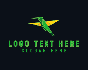 Multimedia - Geometric Flying Hummingbird logo design