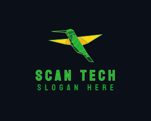 Scanner - Geometric Flying Hummingbird logo design