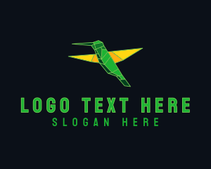 Aviculture - Geometric Flying Hummingbird logo design