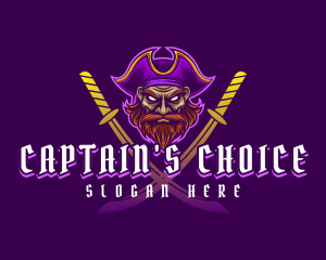 Captain - Pirate Man Sword logo design