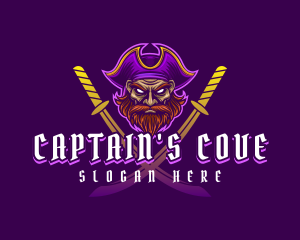 Captain - Pirate Man Sword logo design
