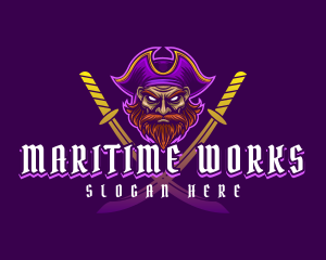 Pirate Man Sword logo design