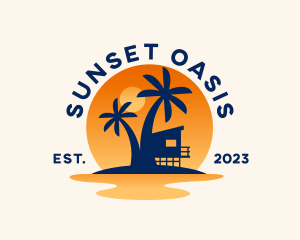 Summer Sunset Tropical Island logo design