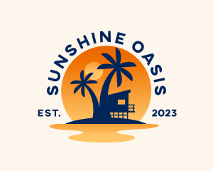 Summer Sunset Tropical Island logo design