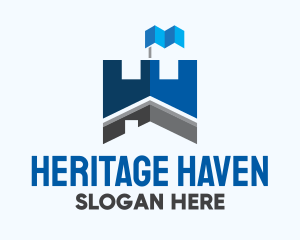 Historical - Blue Castle Turret House logo design