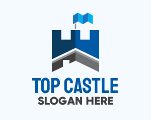 Blue Castle Turret House logo design