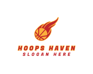 Hoops - Basketball Team Fire logo design