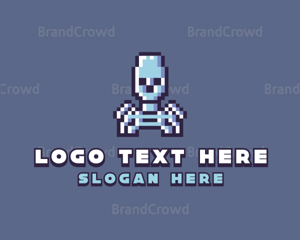 Pixel Skeleton Monster Logo