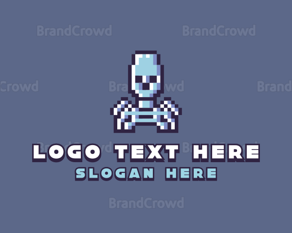 Pixel Skeleton Monster Logo