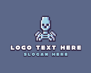 Streamer - Pixel Skeleton Monster logo design