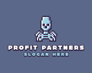 Pixel Skeleton Monster Logo