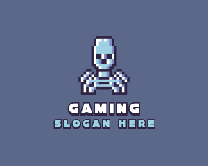 Pixel Skeleton Monster Logo