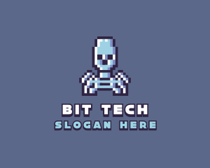 Pixel Skeleton Monster logo design