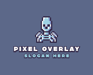 Pixel Skeleton Monster logo design