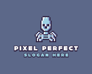 Pixel Skeleton Monster logo design