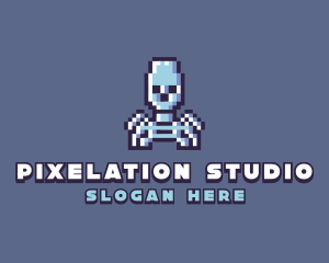 Pixel Skeleton Monster logo design