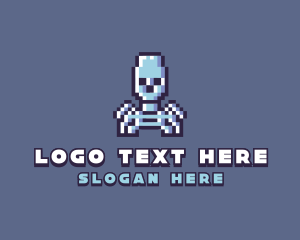 Skull - Pixel Skeleton Monster logo design