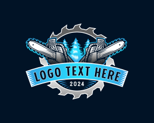 Lumber Chainsaw Logging Logo