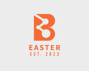Orange - Digital Letter B logo design