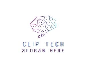 Brain Tech Circuit logo design