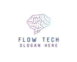 Brain Tech Circuit logo design