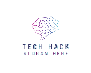 Brain Tech Circuit logo design