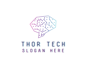 Brain Tech Circuit logo design