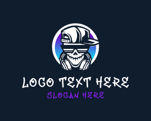Dj - Hip-Hop Skull DJ logo design
