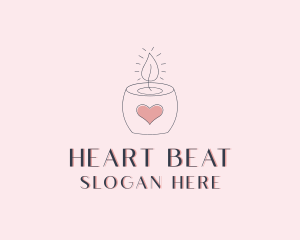 Heart Candle Light logo design