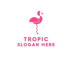 Standing Bird Flamingo logo design