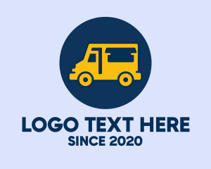 Van - Cute Yellow Food Truck logo design
