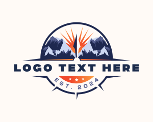 Hiker - Compass Mountain Traveler logo design