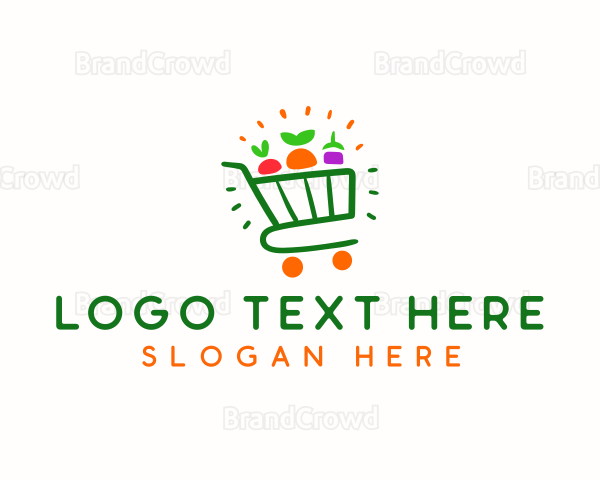 Organic Grocery Shopping Cart Logo