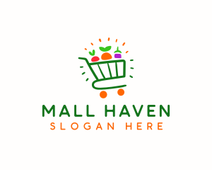 Organic Grocery Shopping Cart logo design