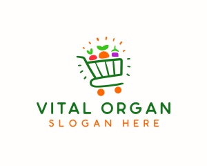 Organic Grocery Shopping Cart logo design