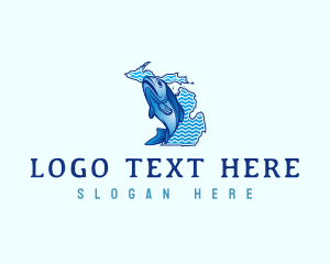 Map - Michigan Fish Seafood logo design