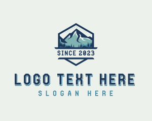 Hexagon - Mountain Peak Hiking logo design