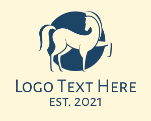 Equine - Blue Trojan Horse logo design