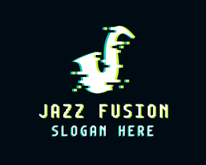 Jazz - Glitch Saxophone Music logo design