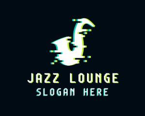 Jazz - Glitch Saxophone Music logo design