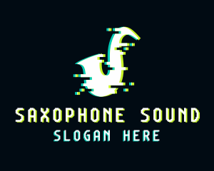 Saxophone - Glitch Saxophone Music logo design