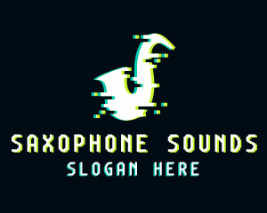 Saxophone - Glitch Saxophone Music logo design