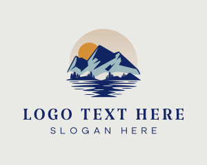 Pilgrim - River Mountain Sunset logo design