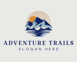 River Mountain Sunset logo design