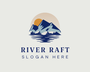 River Mountain Sunset logo design