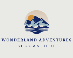 River Mountain Sunset logo design