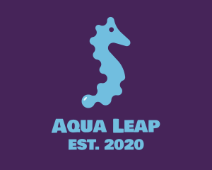 Blue Seahorse Fish logo design