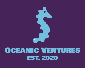 Blue Seahorse Fish logo design